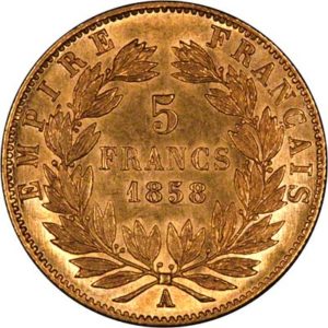 fice franc gold coin